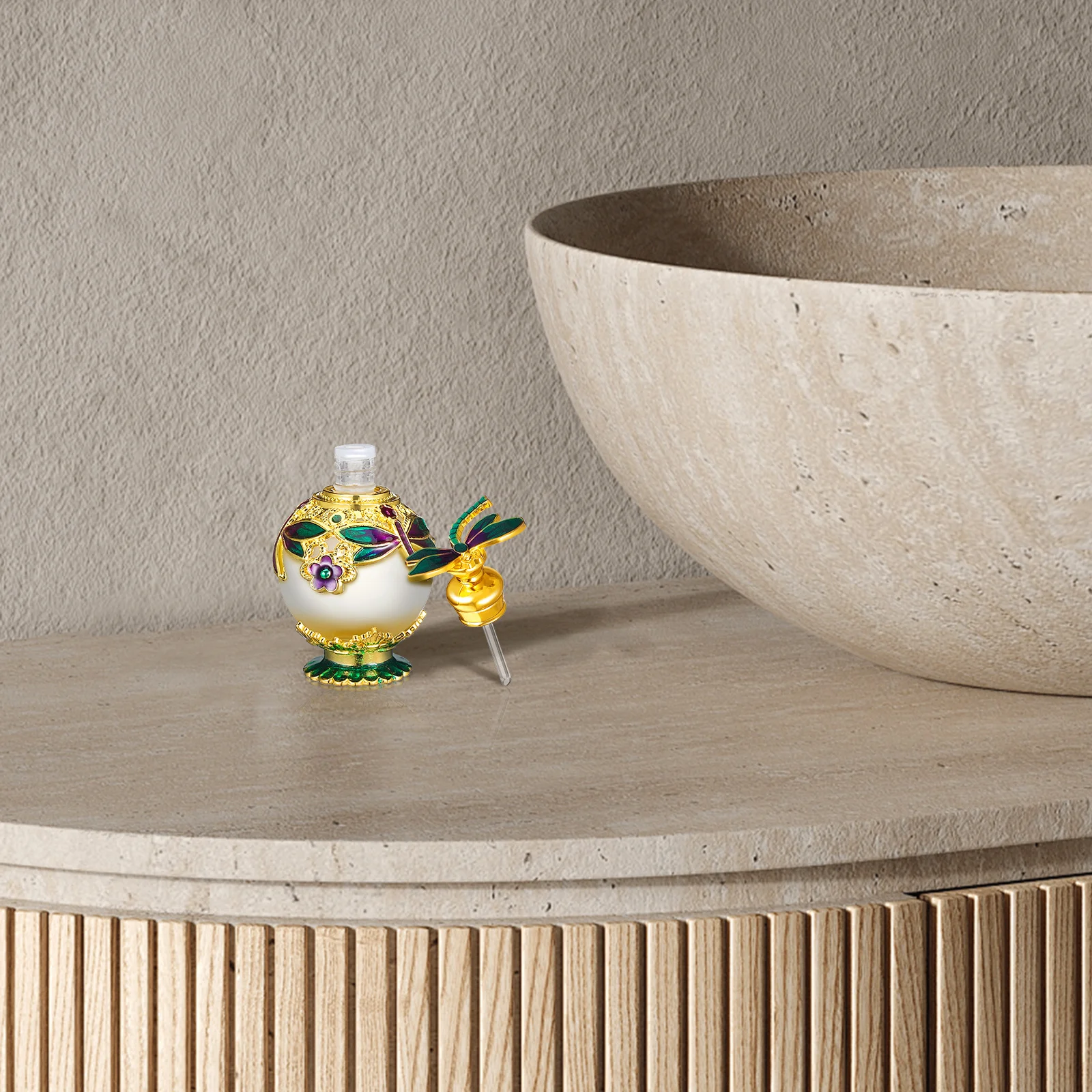 

1Pcs Perfume Bottle Glass Essential Oil Bottle Alloy 15ml Home Aromatherapy Diffuser Storage Container Room Decoration