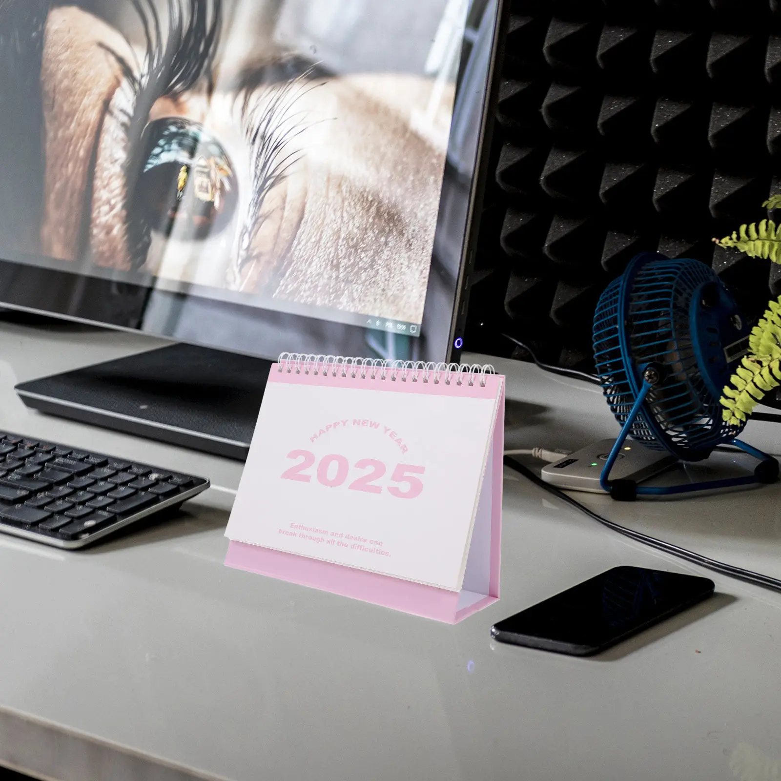 

Small 2025 English Desk Calendar Foldable Standing Monthly Planner Cute Portable Mini Calendar for Home Office