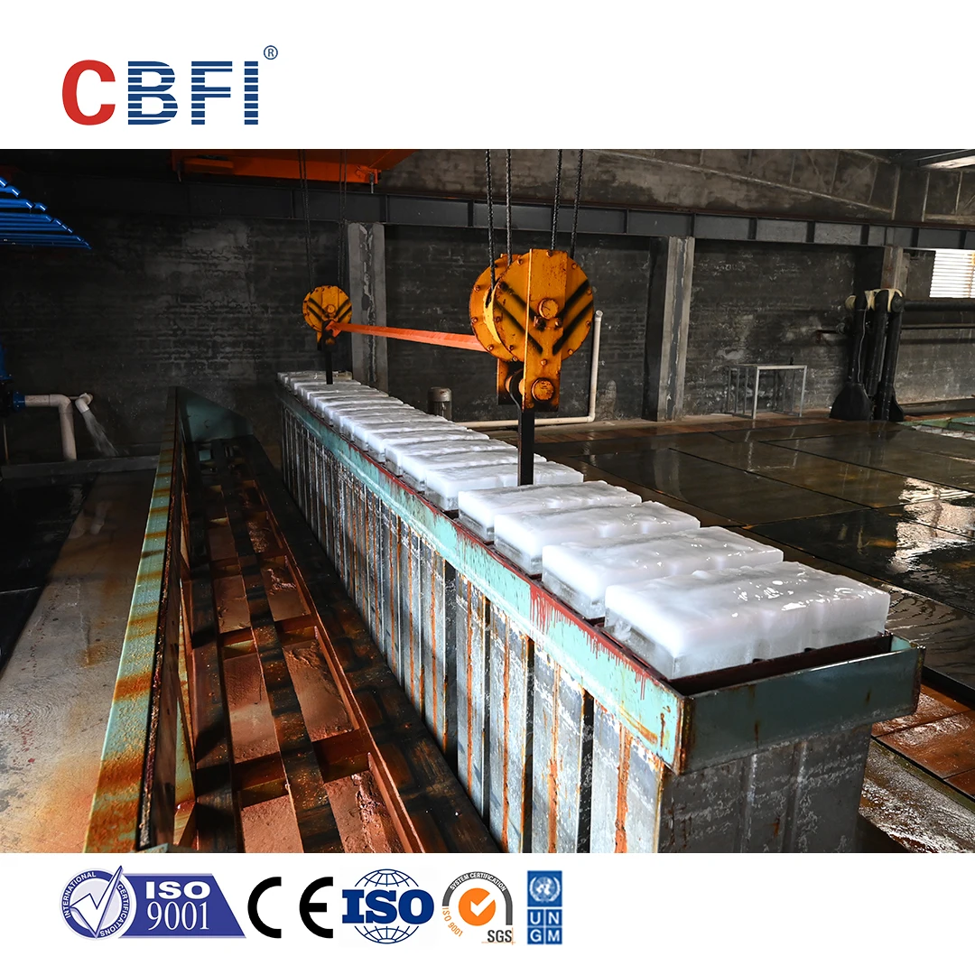 High Productivity Coil Pipe Evaporator 84 Tons Daily Industrial Brine Type PLC Controlled Motor Gear Driven Ice Block Making