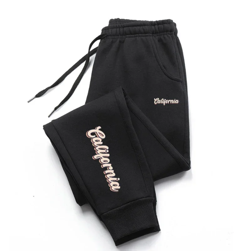 

New Teens CALIFORNIA Print Drawstring Pants GYM Sports Running Trousers Casual Fitness Sweatpants Male Gym Wear