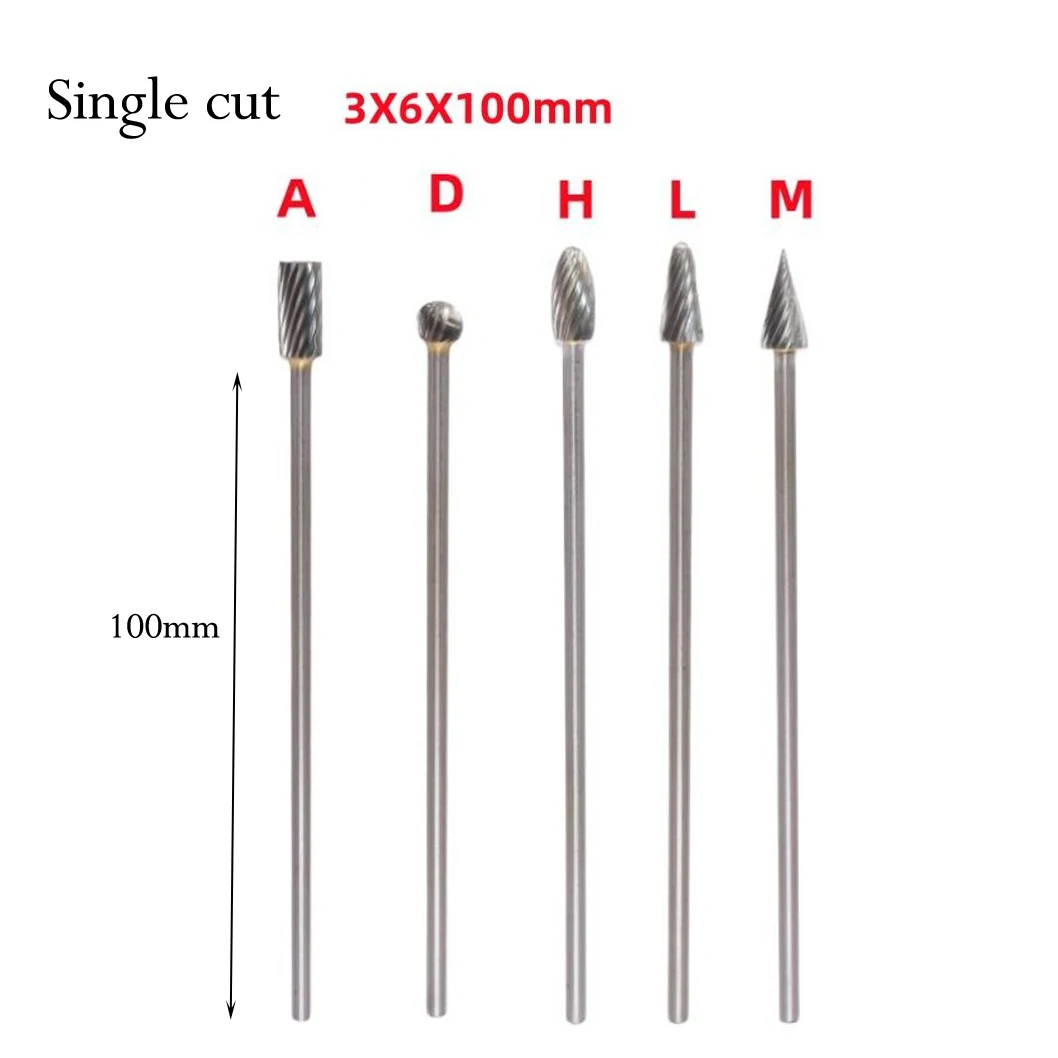 5 stks Roterende Bramen Met 1/8 Inch Schacht 100mm Lange Single Cut Head Roterende Bramen Frezen Voor Metaalbewerking slijpen Lassen Set
