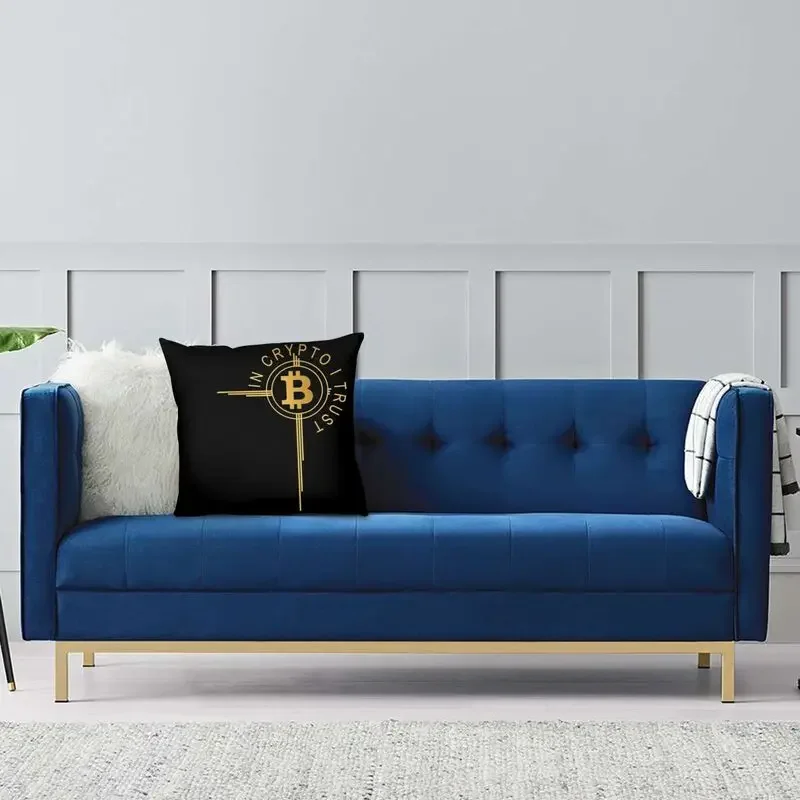 Decorative Cryptocurrency Blockchain Miner Nordic Cushion Cover Square Pillow  Bitcoin