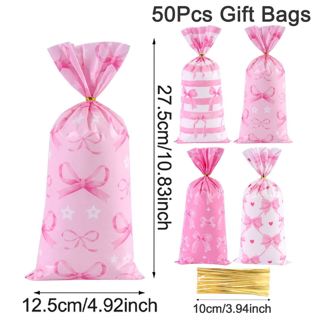 25/50 Stück Rosa Geschenktüten mit Schleife Süßigkeiten-Beutel für 1. Geburtstag Party-Gastgeschenke Hochzeitspartyzubehör Valentinstag – Detail 4