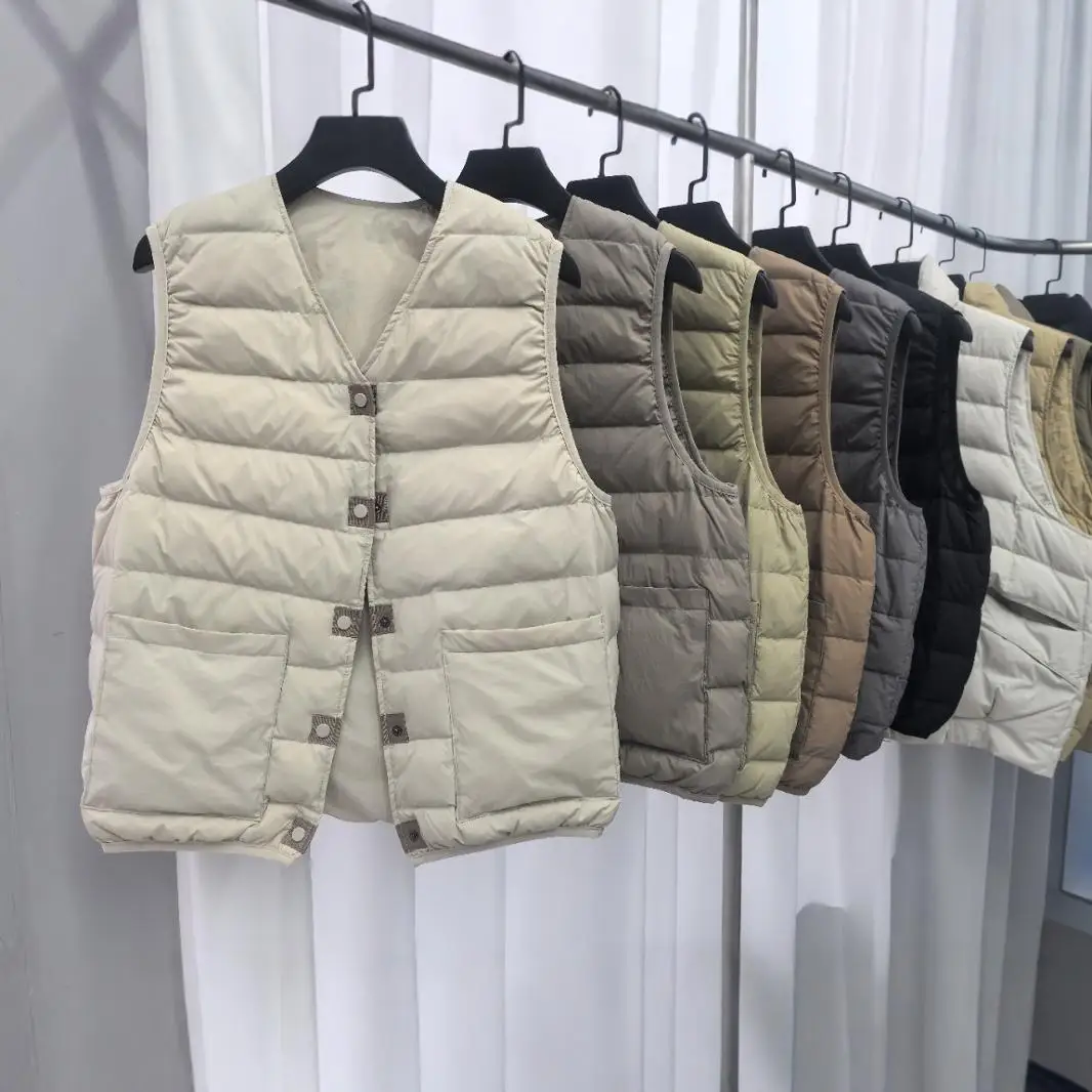 

2025 Autumn/Winter Women's Down Vest Commuter V-neck Lightweight Top