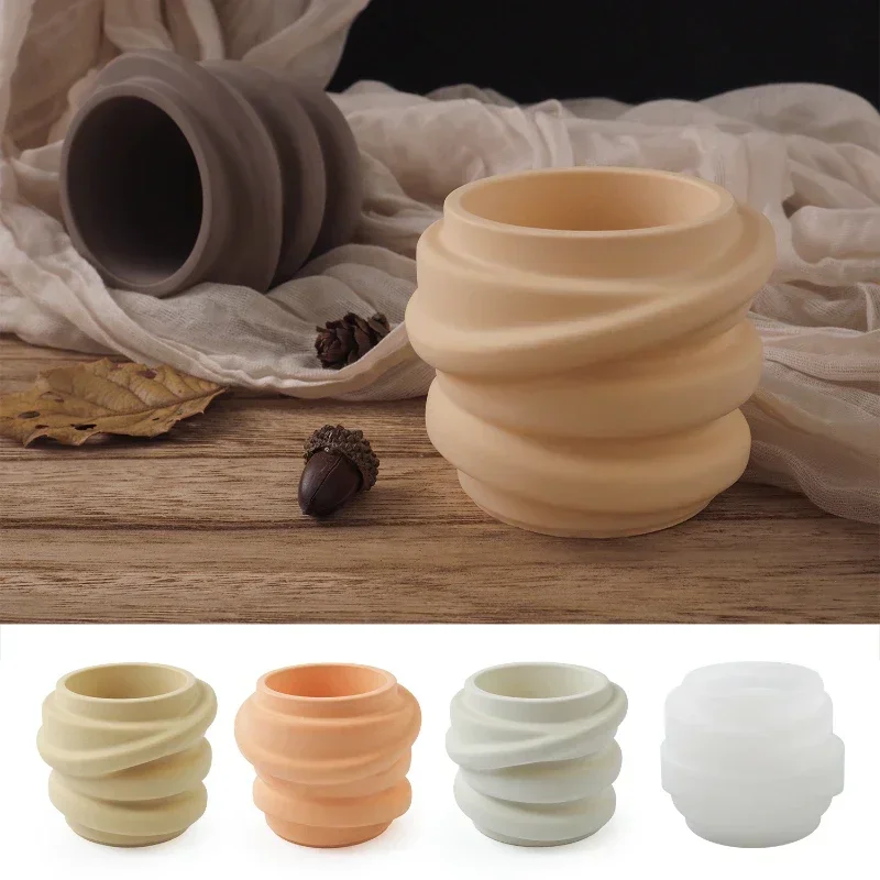 Round Candle Cup Silicone Mold DIY Vase Succulent Flower Pot Making Plaster Resin Storage Box Casting Molds Home Decor