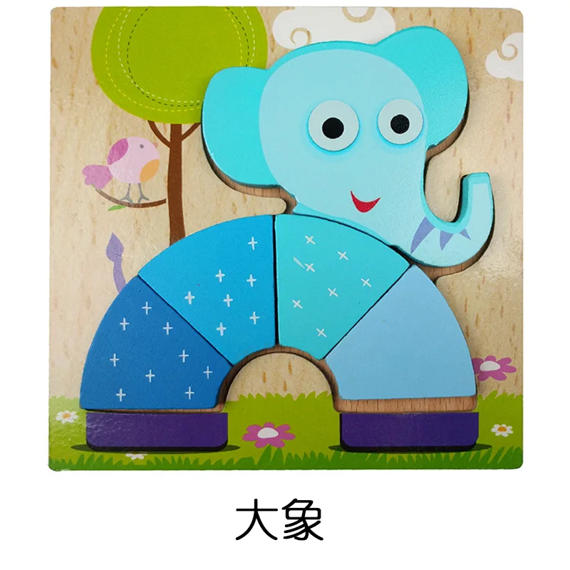 Cute Cartoon Animal Traffic Jigsaw 3D Wooden Puzzle Baby Early Learning Cognition Game Puzzle High Quality Toys for Children