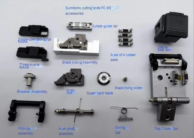 

Optical fiber cutter FC-6S accessories Blade rest slider assembly Break rubber pad clamp Lifting rod