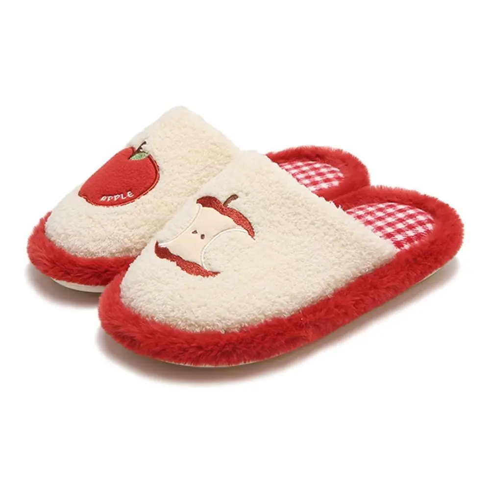 موضة شبكة شريط لطيف نعال قماش نعل سميك عدم الانزلاق الفاكهة نعال قماش عادية لينة الشتاء الشرائح النساء المنزل