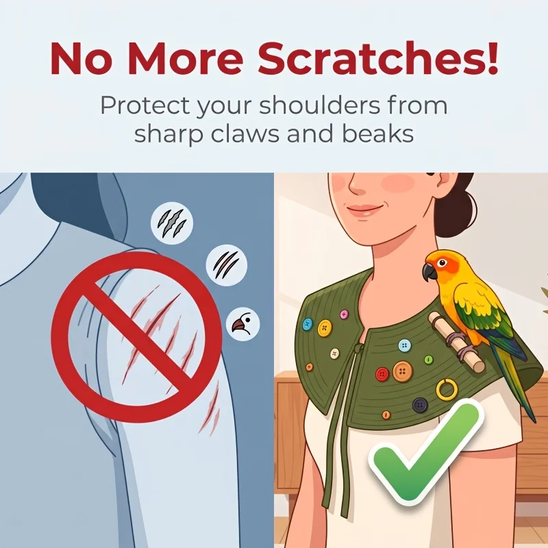Bird Anti-Pluck Shawl, Easy-Clean Parrot Training Wear, Shoulder Support for Cockatiel, Sun Conure, Lovebird, Play & Train