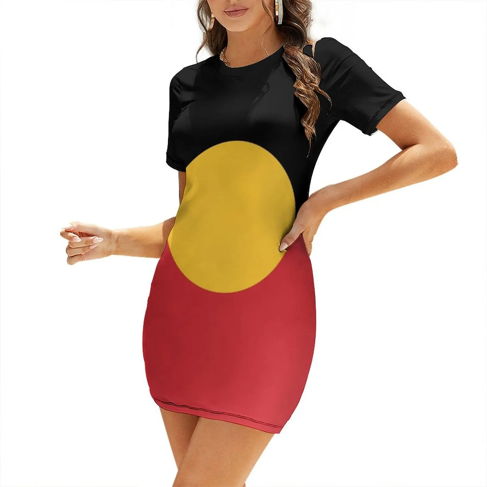 

Australian Aboriginal Flag #9 Short Sleeved Dress dress women summer 2025 Summer dresses for women Dress