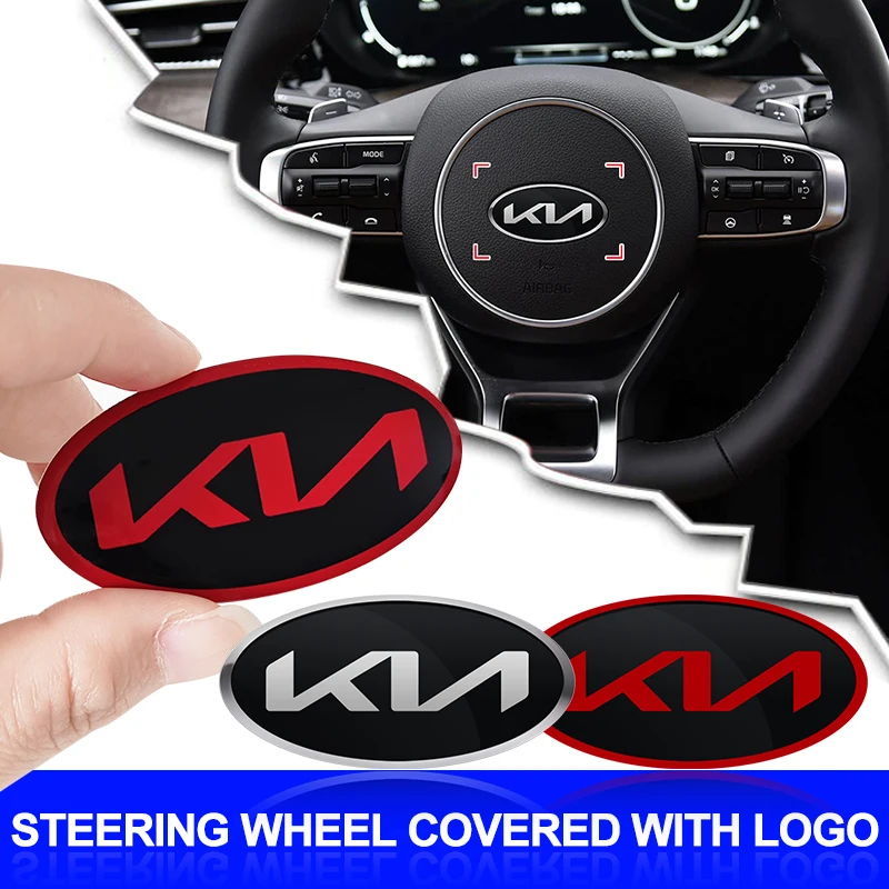 Abs 3d volante do carro interior adesivo emblema acessórios para kia saer cubo ceed cerato forte k8 k900 optima picanto rio