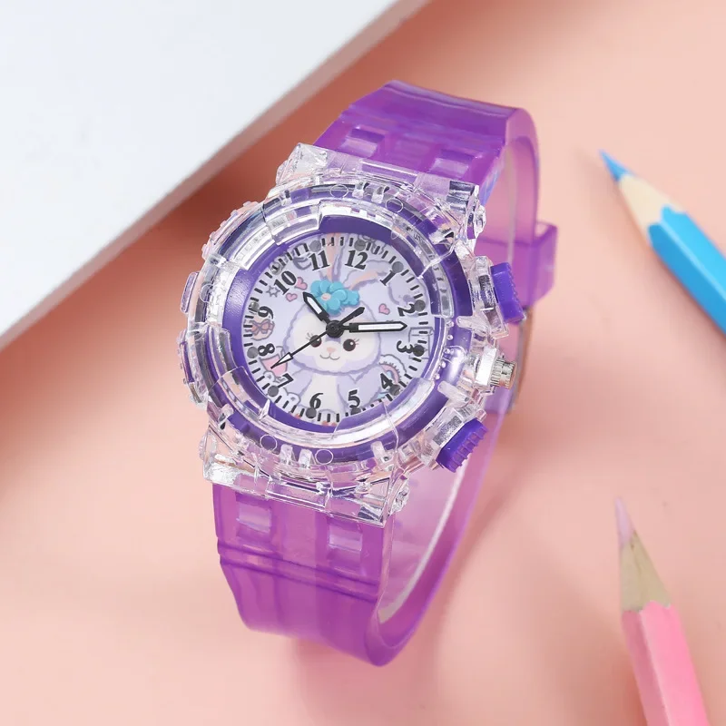 Reloj para niños de Disney Lingna Belle Star Delu, reloj de cuarzo luminoso colorido de alfabetización para niñas de escuela primaria