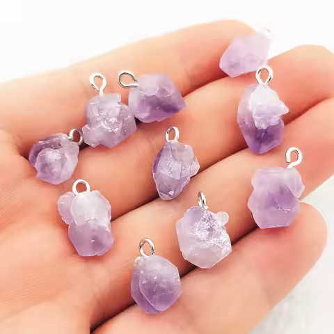 10pcs Natural Irregular Raw Stone Rough Purple Amethyst Mineral Crystal Quartz Charms Fit Jewelry Making DIY Jewelry Findings