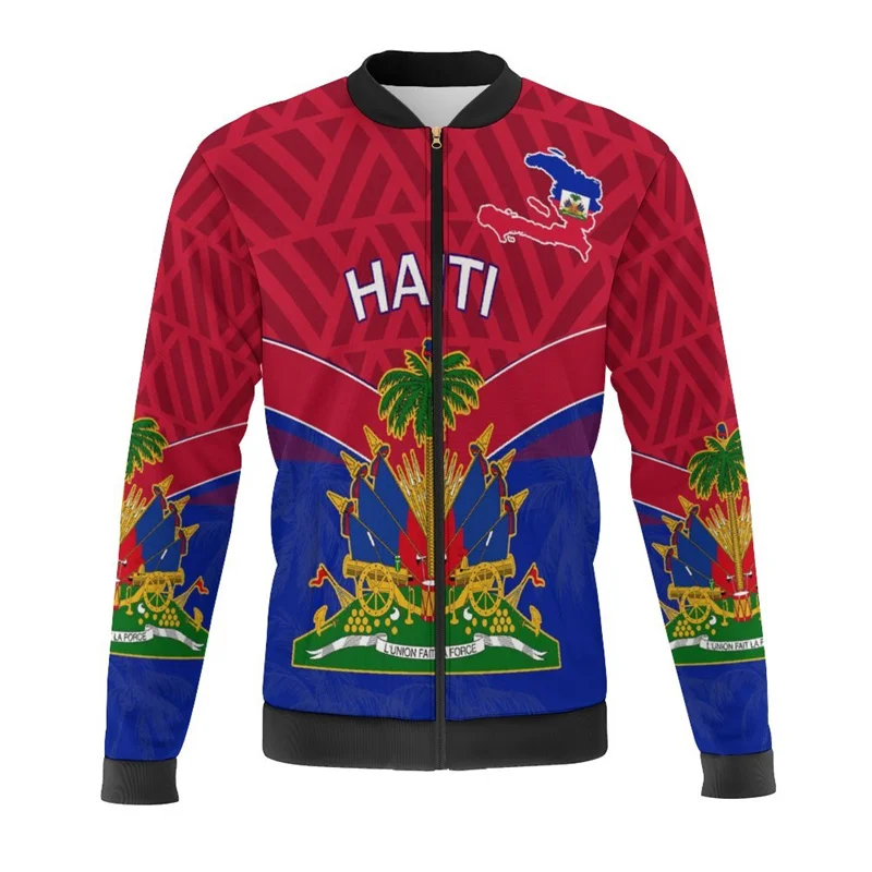 3d Print Haiti Flag Map Jackets Men Bomber Jacket Oversize Harajuku Zipper Jacket Kid Street Tracksuits Male Outerwear Tops