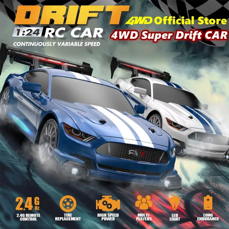 

Full Scale 1:24 RC Cars 2.4G Remote Control Car Four-wheel Drive High-speed Drift Car Ae86 GTR Flat Racing Car