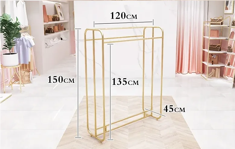 

Легкий роскошный магазин женской одежды, двухрядная островная витрина, железная художественная боковая вешалка, средняя витрина для модной розетки