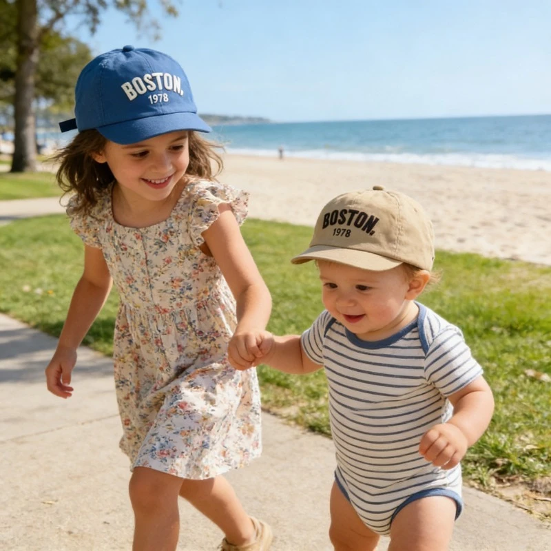Children Caps 44-50cm 6 Months-3 Years Spring Summer NewLetter Soft Visor Baby Daddys Hat Boys Baseball Cap Girls Sun Hat image 3