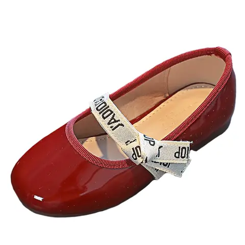 New Boat Red Pateat Leather Shoes Girl Elementary Slip-on Flats Shoes for School for Girls French Princess Girl Shoe Elementary