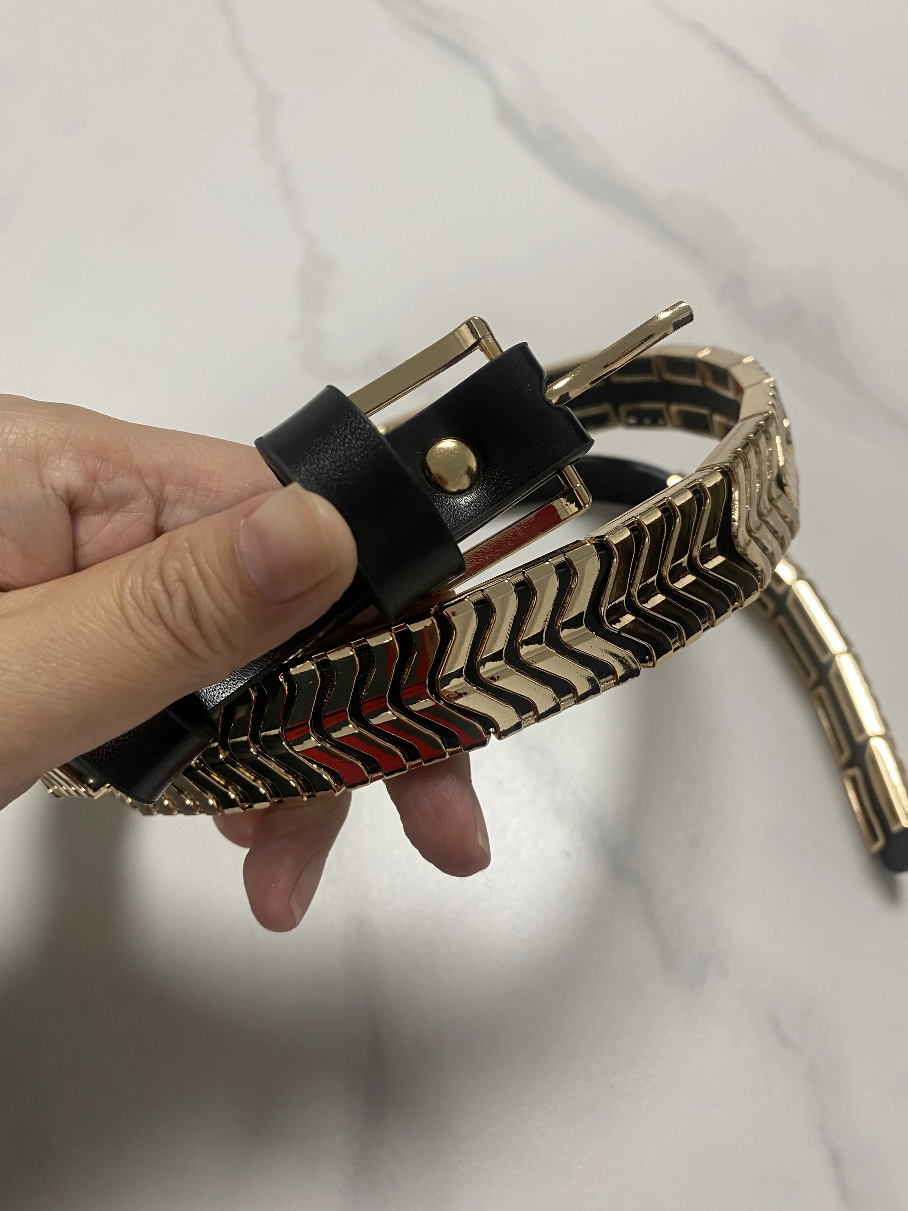 Moda donna in vera pelle Punk corsetto in metallo femminile Cummerbund cappotto cintura vestito Decration cintura larga J540