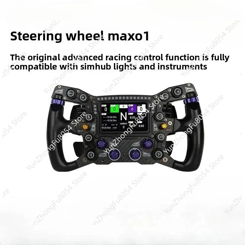 عجلة قيادة Conspit MAX 01 300 مم/11.8 بوصة عجلة سباق Sim مع شاشة لمس 4 بوصة 21 أضواء داش RGB متوافقة مع simHub