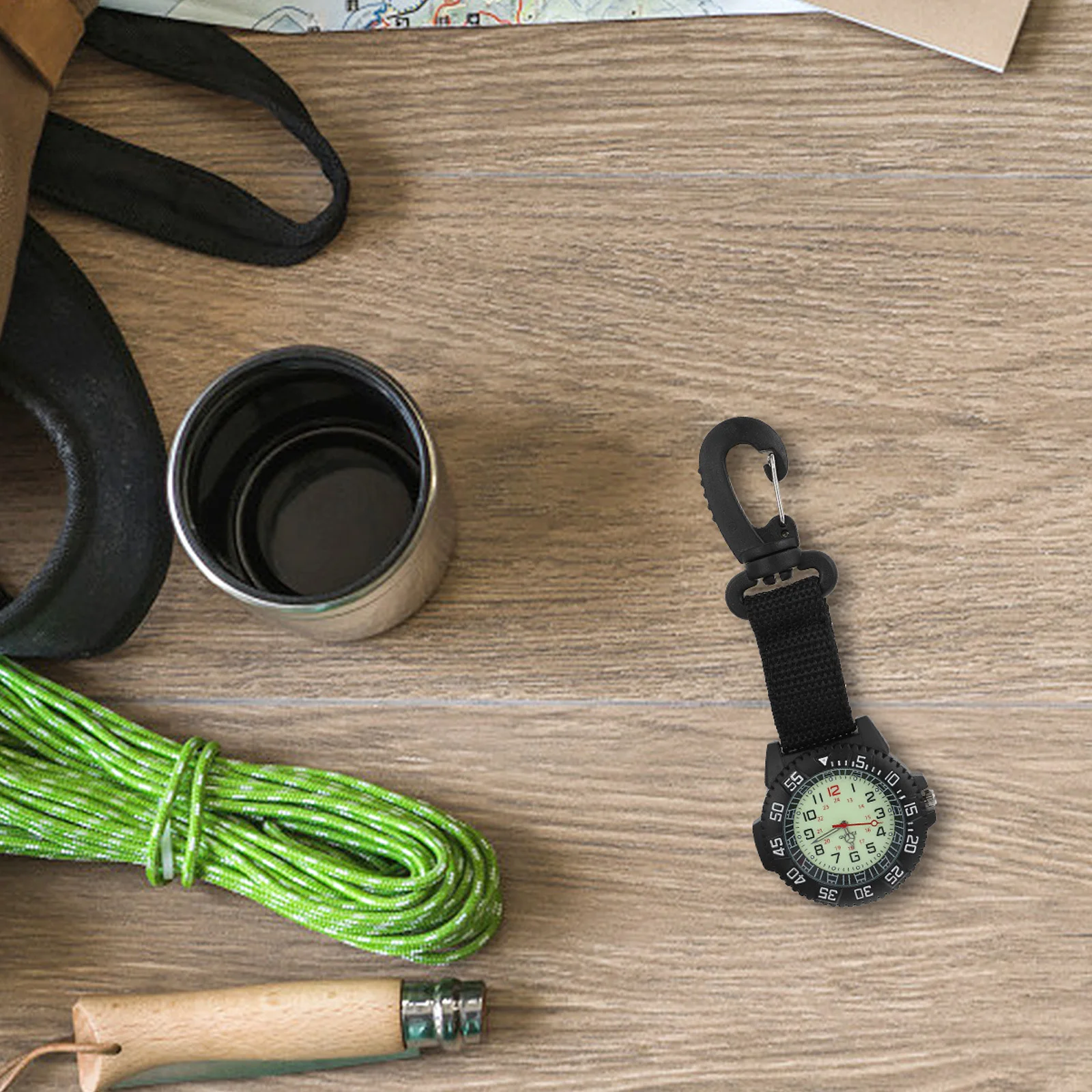 Mountaineering Hanging Watch Portable Nylon Strap Carabiner Clip Outdoor Backpacker Pocket Watch Accurate Time