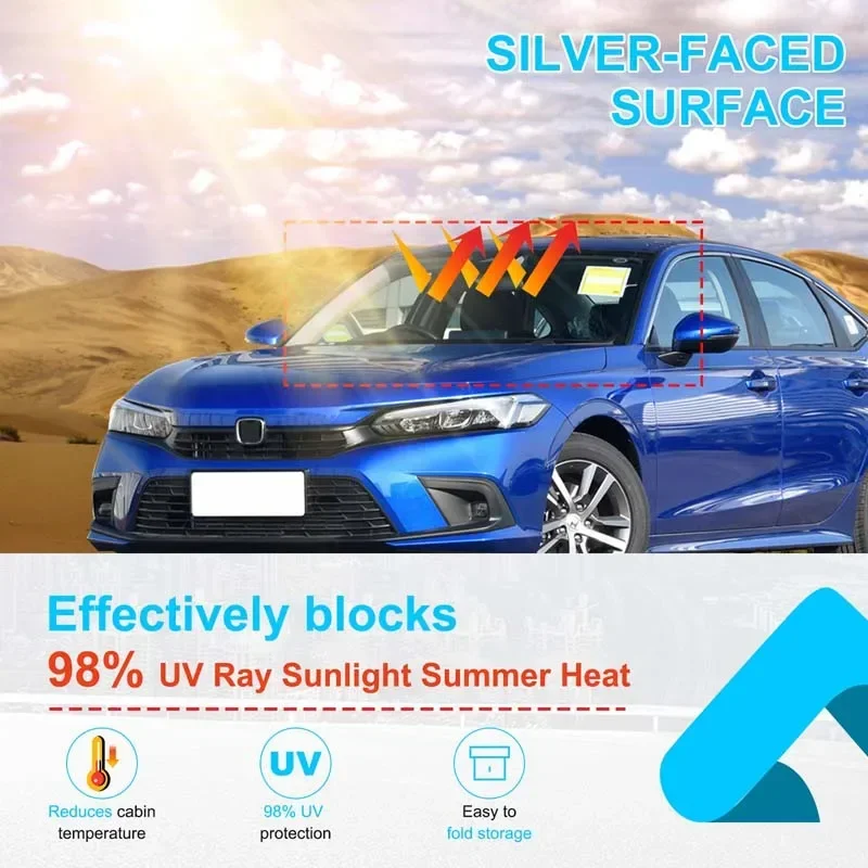 Foldable Car Sun Shade Windshield Sun Shade UV Protection Cover Car Interior Accessory For Honda Civic 11th Gen FE FE 2022-2026