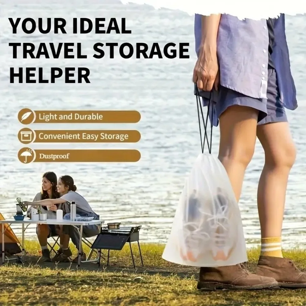 30 pcs Heavy-Duty Storage Shoe Bag Large Size Double Drawstring Design Drawstring Storage Bag Transparent Breathable