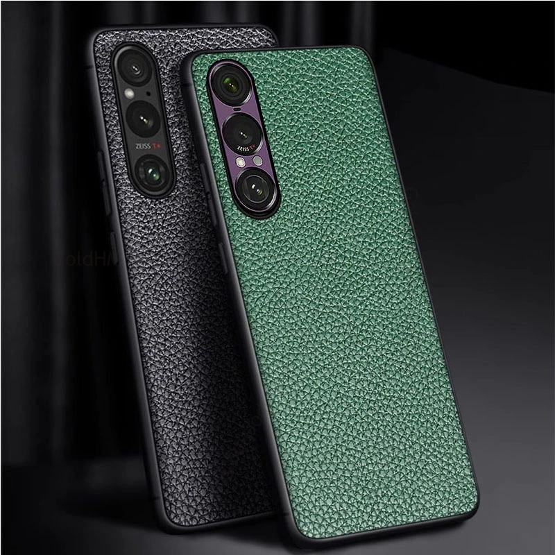 غطاء هاتف حافظة جلدية ليتشي مقاومة للصدمات لهاتف سوني اكسبيريا 1 السابع غطاء حماية رفيع للغاية لهاتف اكسبيريا 1 VI 1iii 1vii كابا