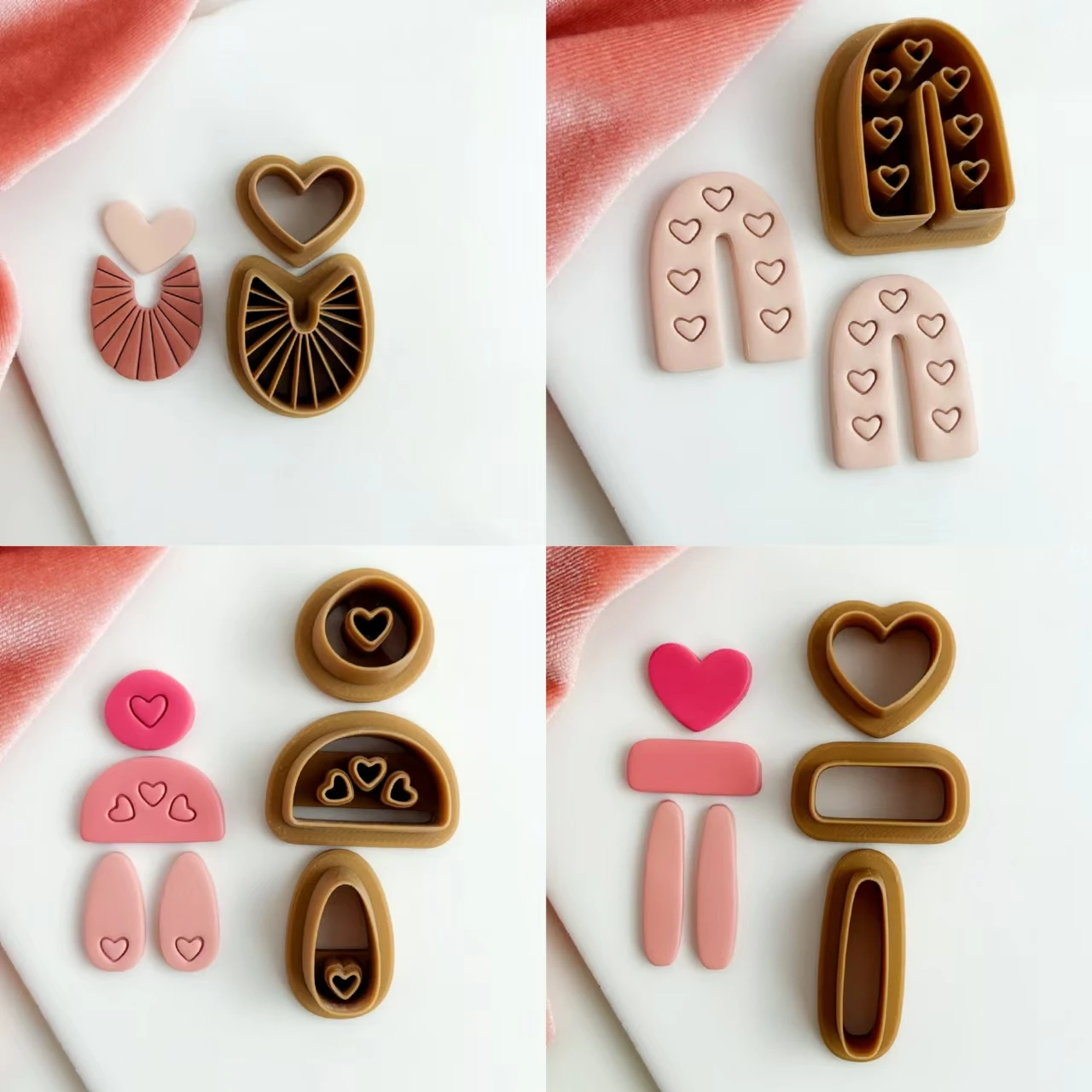 CUTOUT HEARTS Valentine's Polymer Clay Cutters | Mirrored Set | Summer Cutters | Spring | Cute | Coquette | Donut | Stud Cutters