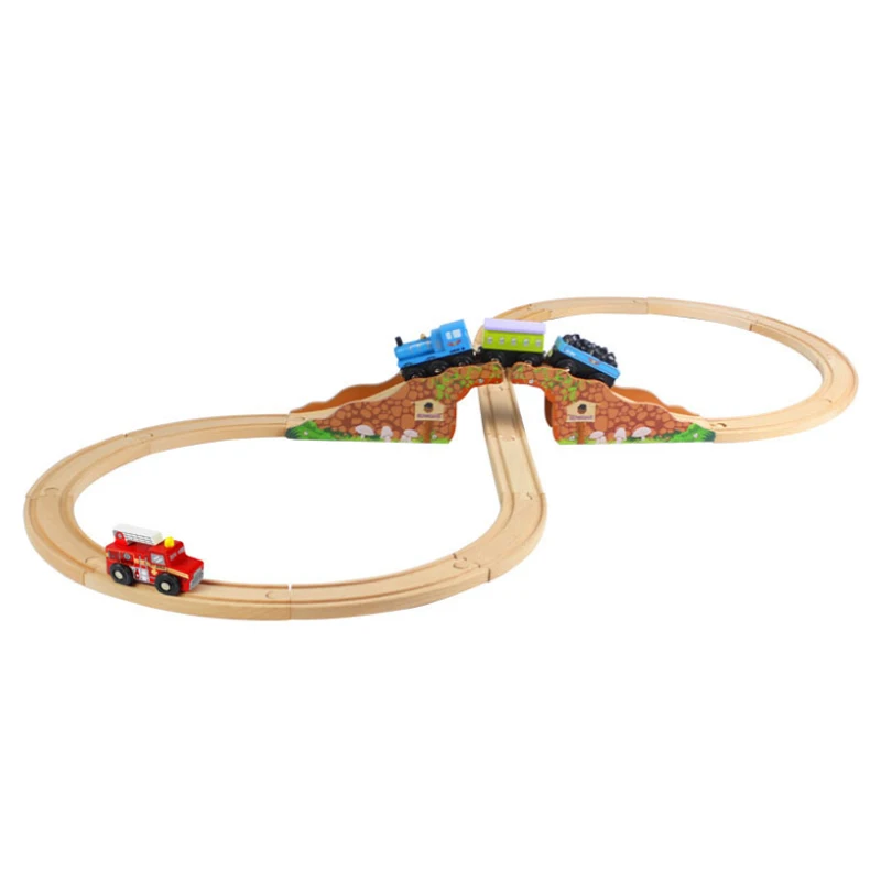 Children's Wooden Track Set, Figure Eight Wooden Track Assembly Magnetic Train Wooden Boys And Girls Toy Gift G19