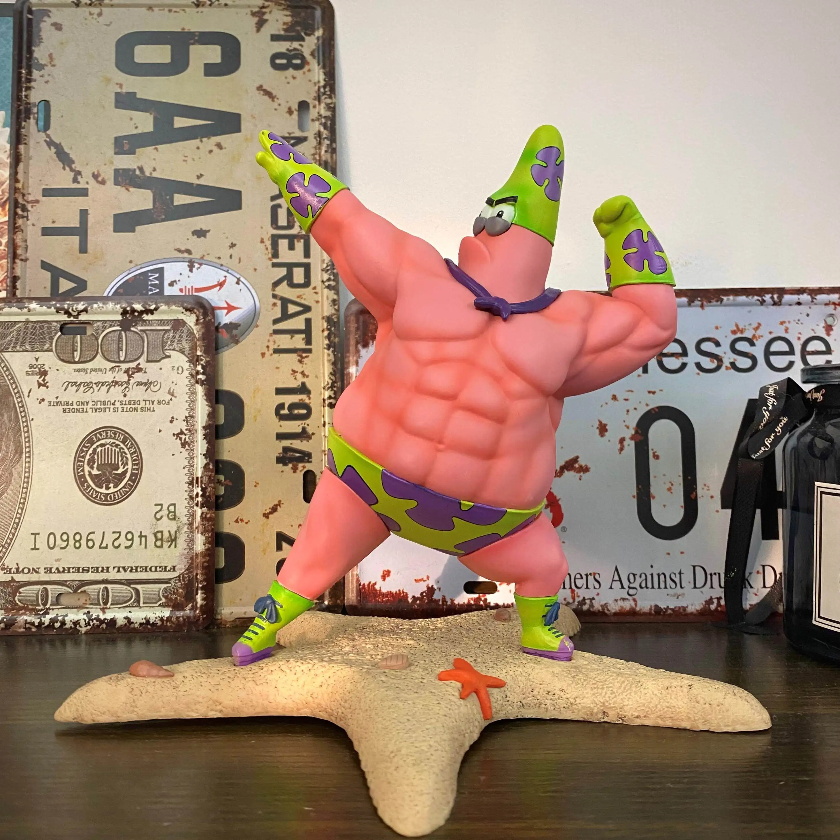 Figuras de Anime, Regalos, Bob Esponja, Patricio Estrella Musculoso, Figura de Escultura de Arena, Adorno de Ventana, Muñeco