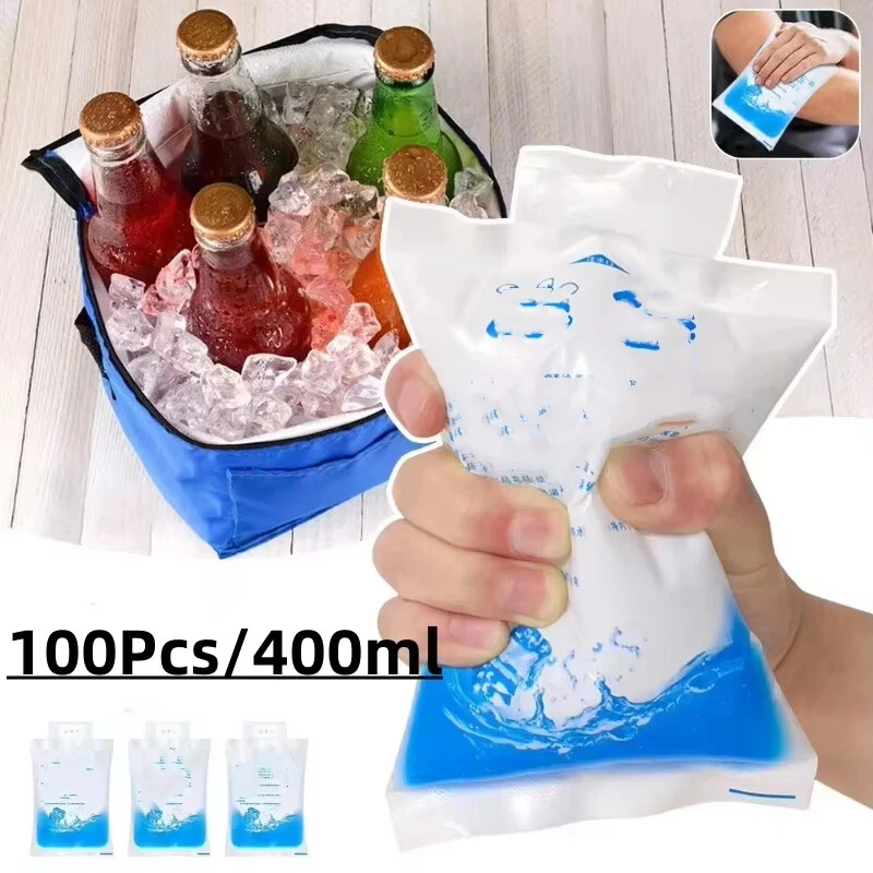 100PCS Gel Ice Packs Reusable Cold Compress Packs for Injuries Pain Relief Safe Eco-Friendly Hot and Cold Gel Packs Beer Cooler