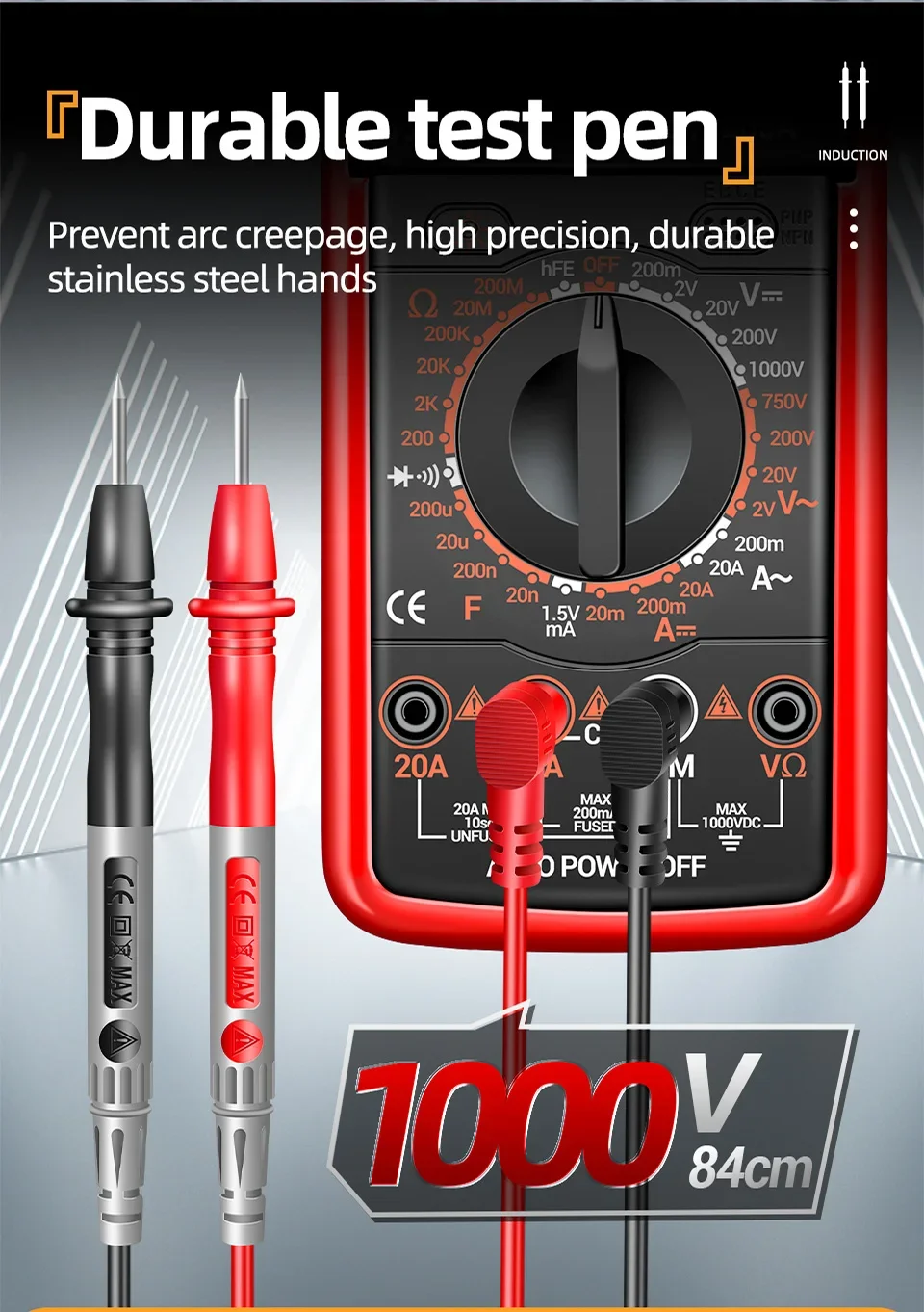 Professionelles Multimeter-Testgerät ANENG 1999 Counts Digital DT9205A-12 AC-Spannungsmessgeräte Hochpräzise Elektriker- und Mechanikerwerkzeuge – Detail 9