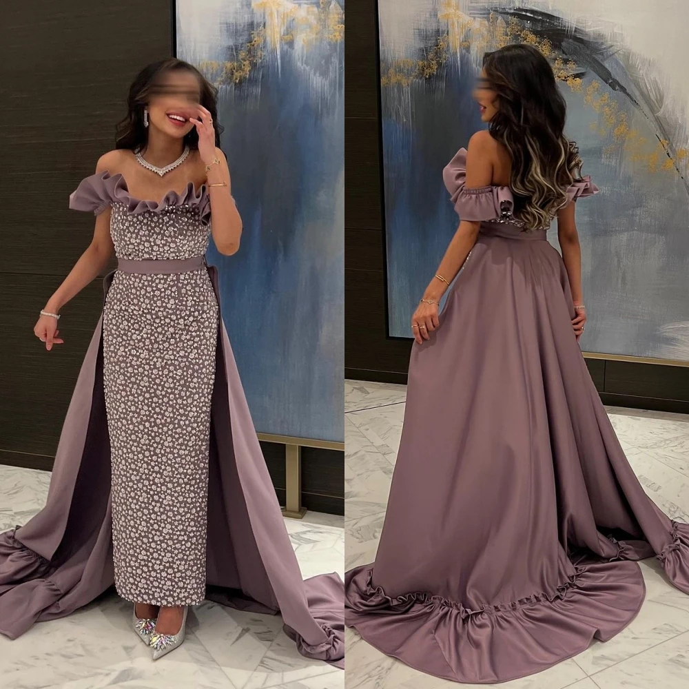 Vestidos de noite brilhantes com lantejoulas, vestido de baile sem ombro, lantejoulas, baile de tafetá, oud, convite, fardo, fardo