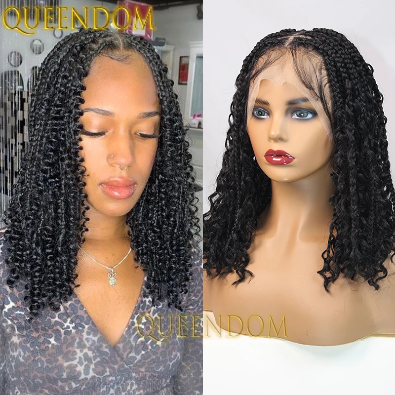 Synthetic Bohemia Braid Wig 12 Inch Dreadlock Short Bob Box Braided Full Lace Wig for Women Knotless Cornrow Crochet Braids Wigs