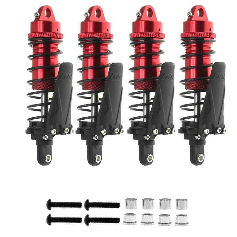 4PC Metal RC Piggyback Shock Absorber Hole to Hole 90mm for 1/10 RC Crawler Car Trx-4 TRX4 Axial SCX10II D90 CC01,Red