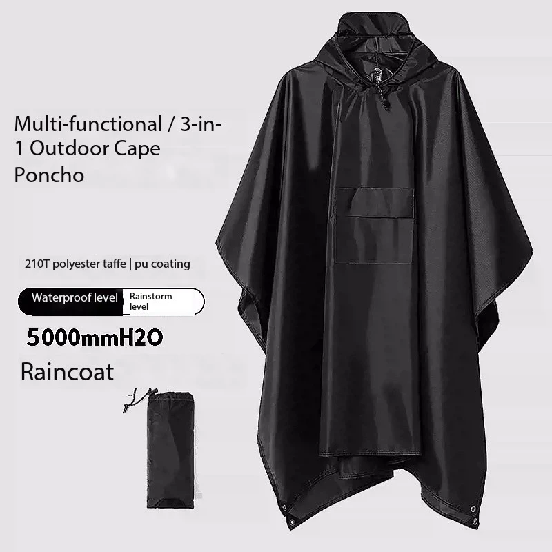 Outdoor Waterproof Cloak Mountaineering Hiking Lndividual Tactical Camping Tourism Fishing Rainstorm Proof Multi-Function Poncho