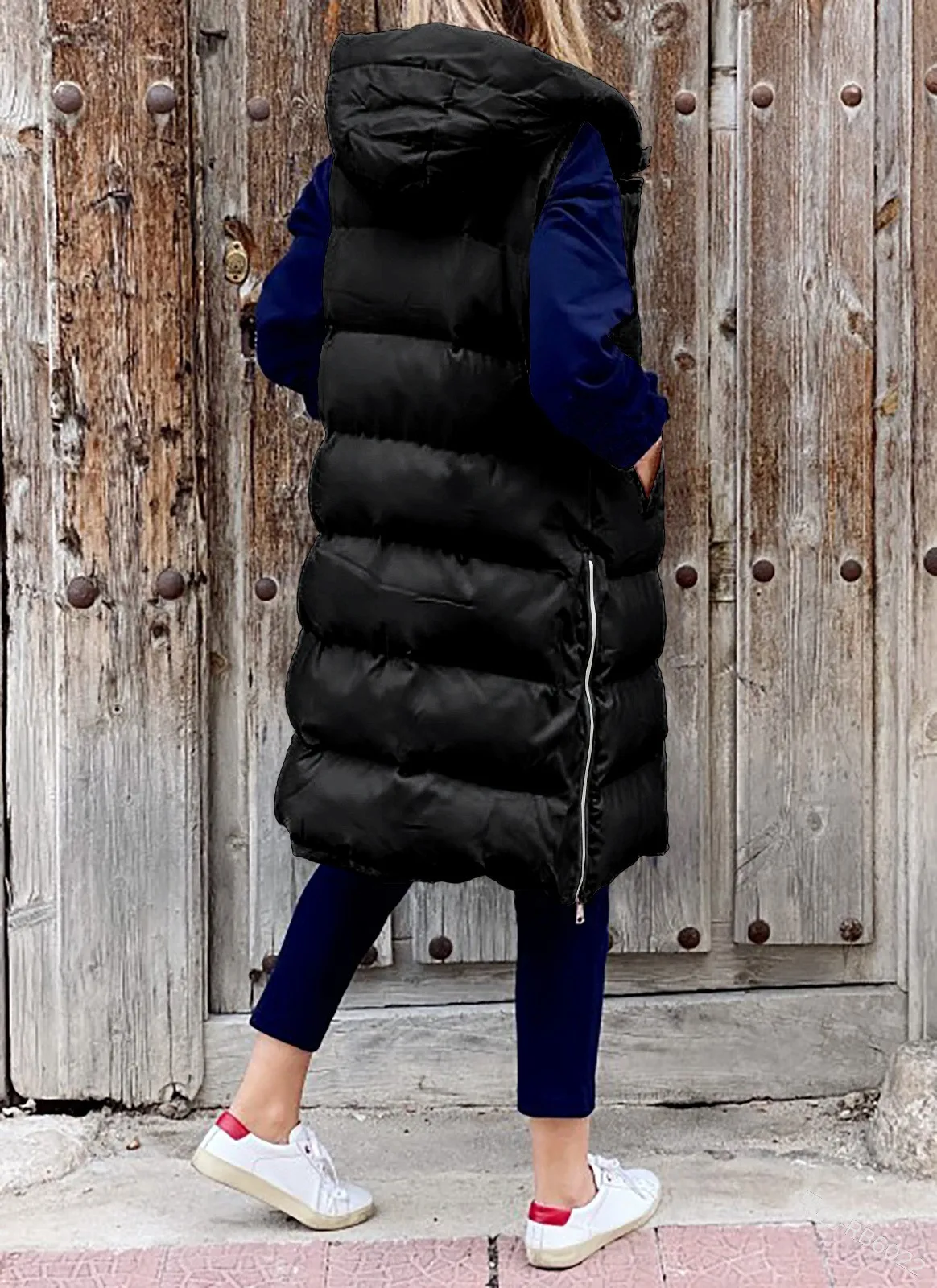 Women\'s Long Coat Vest With Hood Autumn Winter Sleeveless Warm Cotton Down Coat Waistcoat Quilted Vest Down Jacket Outwear 5XL