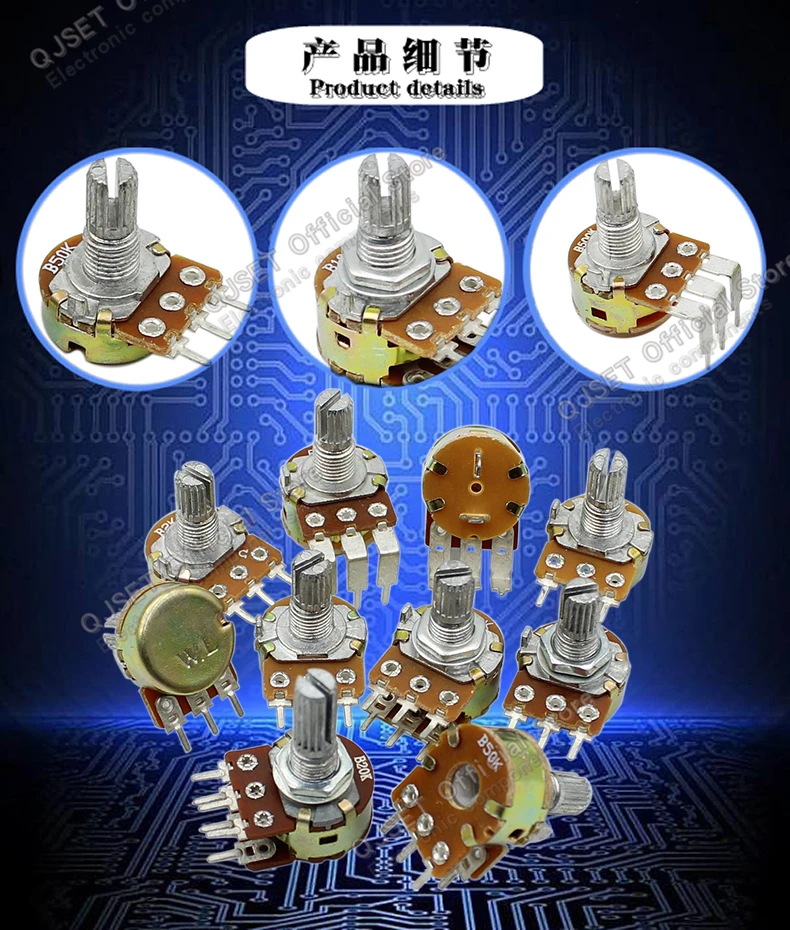 5 stücke WH148 3-pin/6-pin Audio Verstärker Dreh Potentiometer Einstellbaren Widerstand B1KΩ 2K 5K 10K 20K 50K 100K 250K 500K 1M Ohm AG – Detail 9