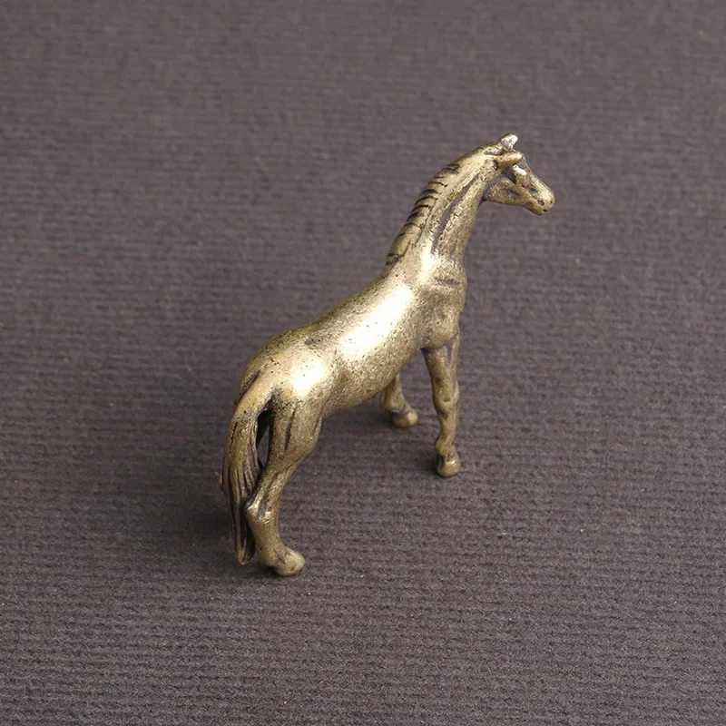 

Antique Bronze Horse Statue Desk Decorations Solid Copper Micro-Carving Zodiac Horse Figurines Ornaments Home Decor Accessories