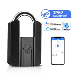 TTLock com Cadeado Inteligente, Aplicativo Bluetooth, Bloqueio de impressão digital, Keyless, Mini Bag com Alexa, Google Home, Fechadura Eletrônica, IP67