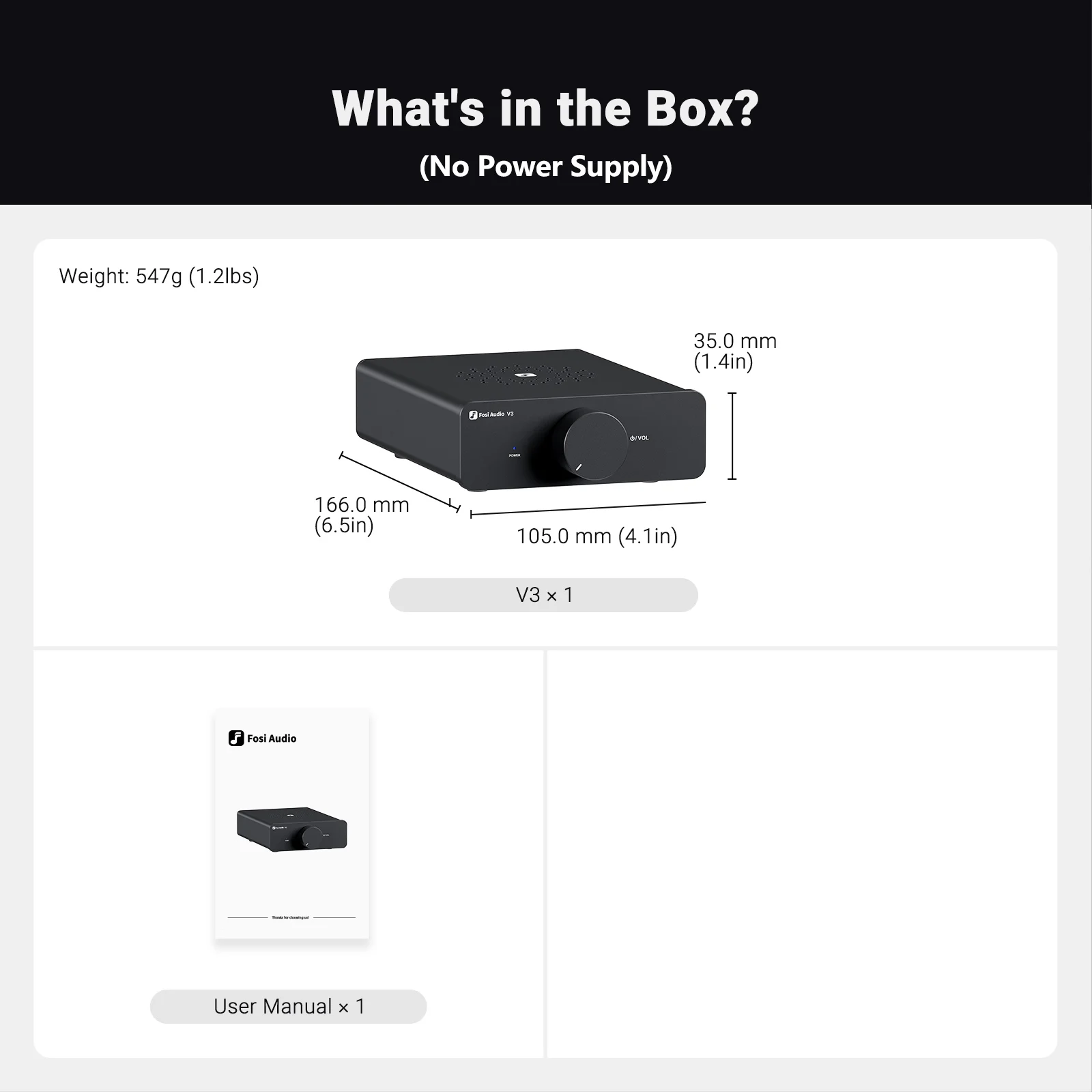 Fosi Audio V3 Stereo Eindversterker 300 W * 2 TPA3255 Klasse D Mini Amp 2 Kanaals Audio Versterker voor Subwoofer passieve Boekenplank