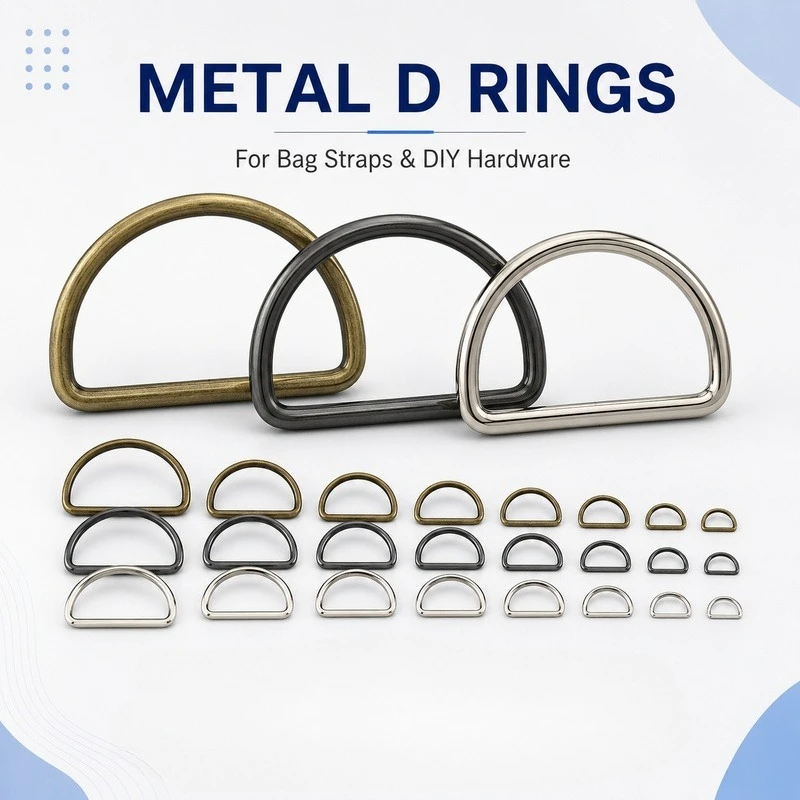 

20Pcs 15-50mm Metal D Ring Buckles Bag Strap Clasps for Backpack Shoes Webbing Adjustment DIY Leather Hardware Accessories Set