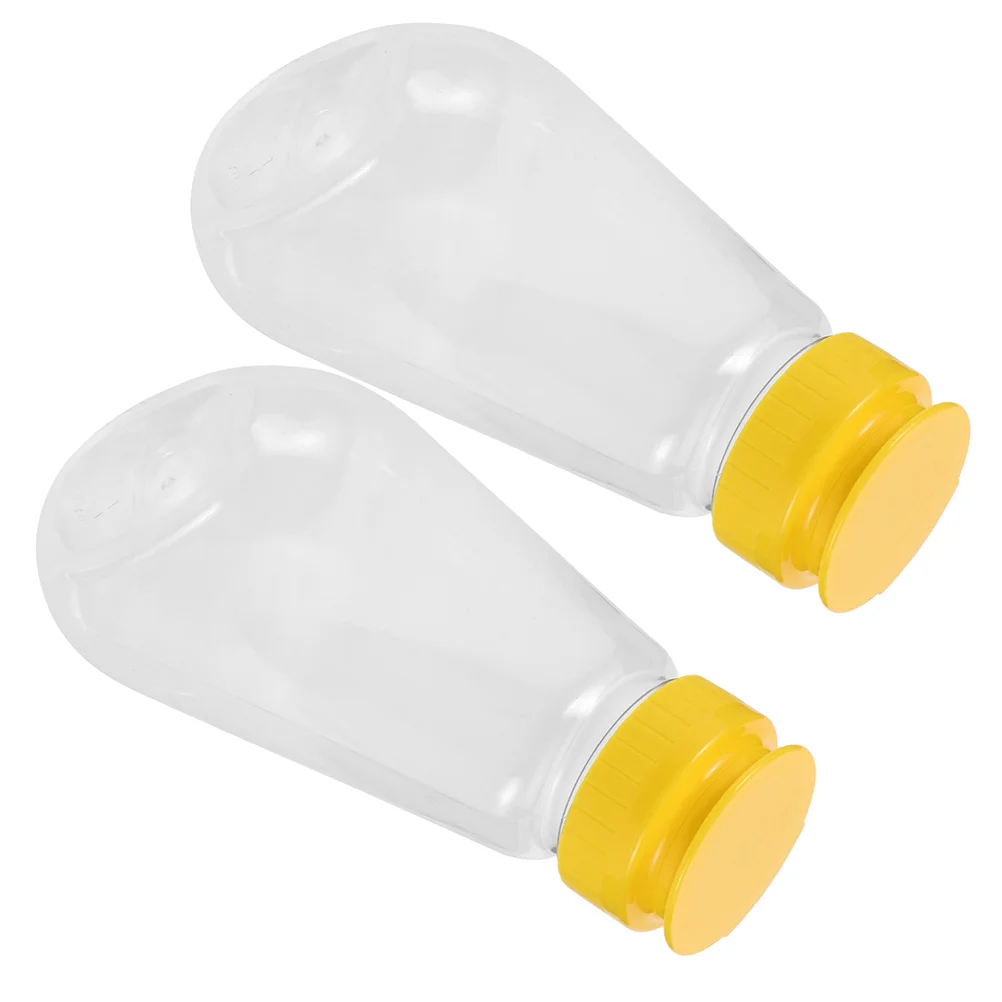 2 Pcs Honey Dispenser Condiment Bottle Squeeze Sauce Salad Dressing Container Jars with Lids Plastic Mini Bottles