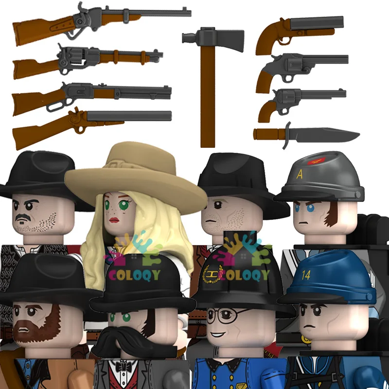 Mainan anak-anak RDR2 karakter permainan blok bangunan koboi barat polisi kartun Action figure mainan untuk anak-anak hadiah Natal