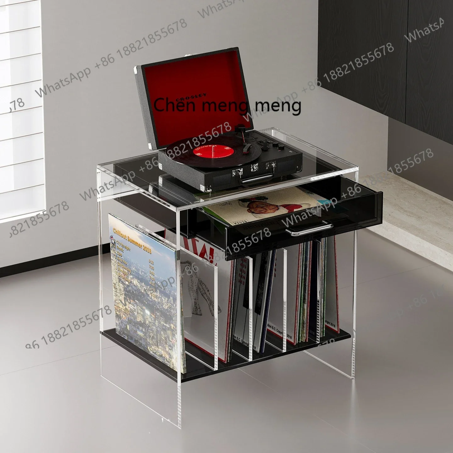 

Acrylic vinyl record player storage rack, CD storage cabinet, gramophone display rack, light luxury magazine rack sofa sideboard