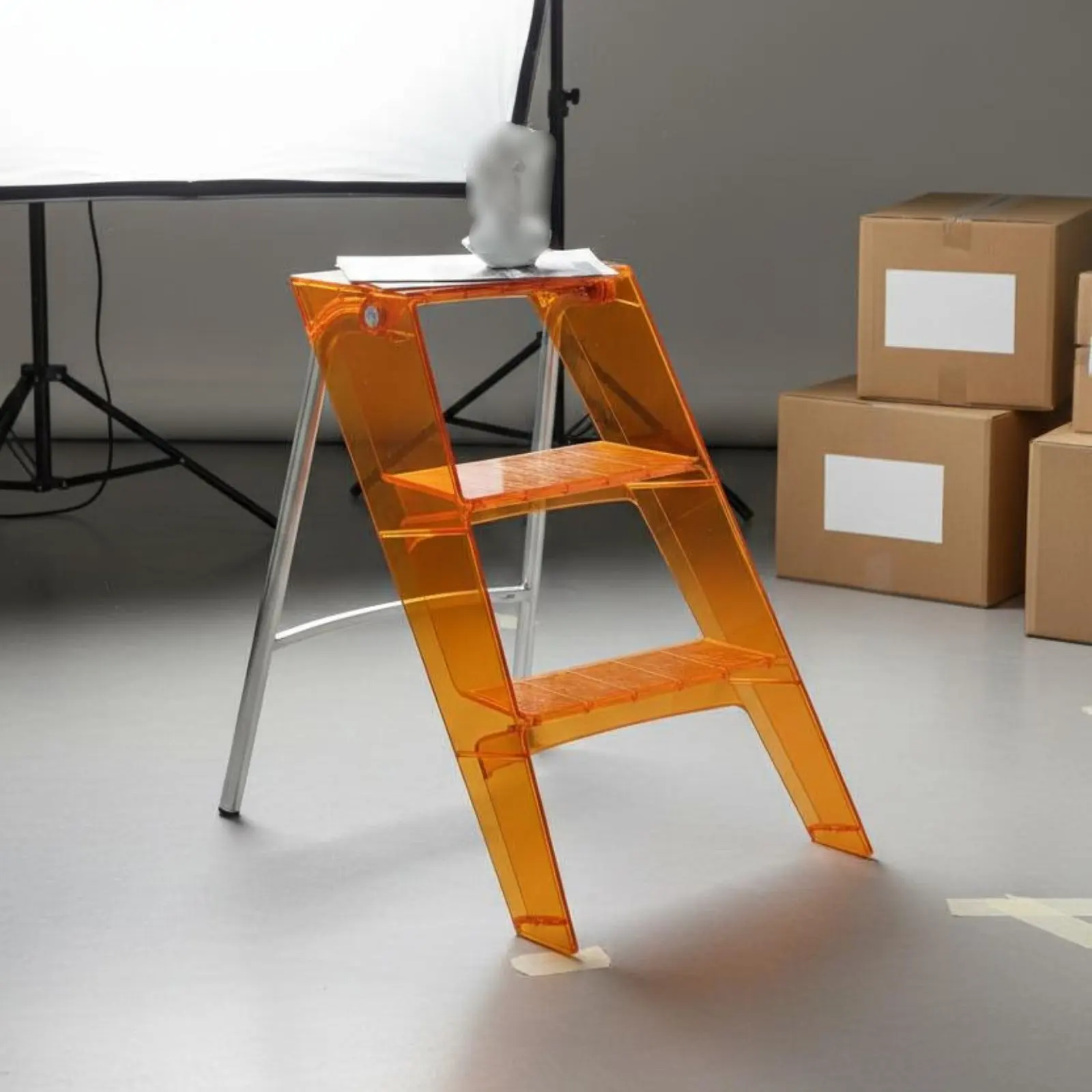 

3-Step Folding Ladder Non-Slip Foot Pads 3-Step Stepladder Foldable Household Ladder Space-Saving