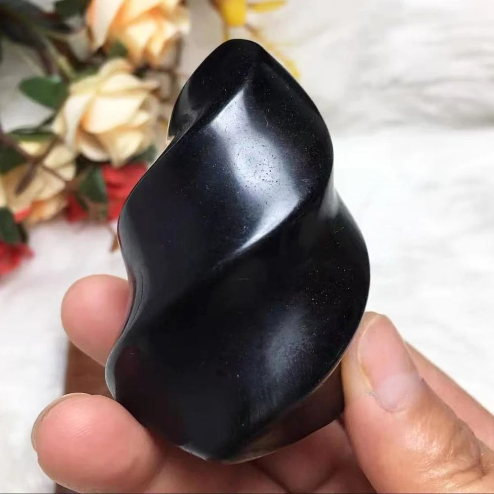Natural Black Stone Sculpture of A Torch Dark Desk and Home Ornament Perfect for Christmas Thanksgiving and Valentine'S Day