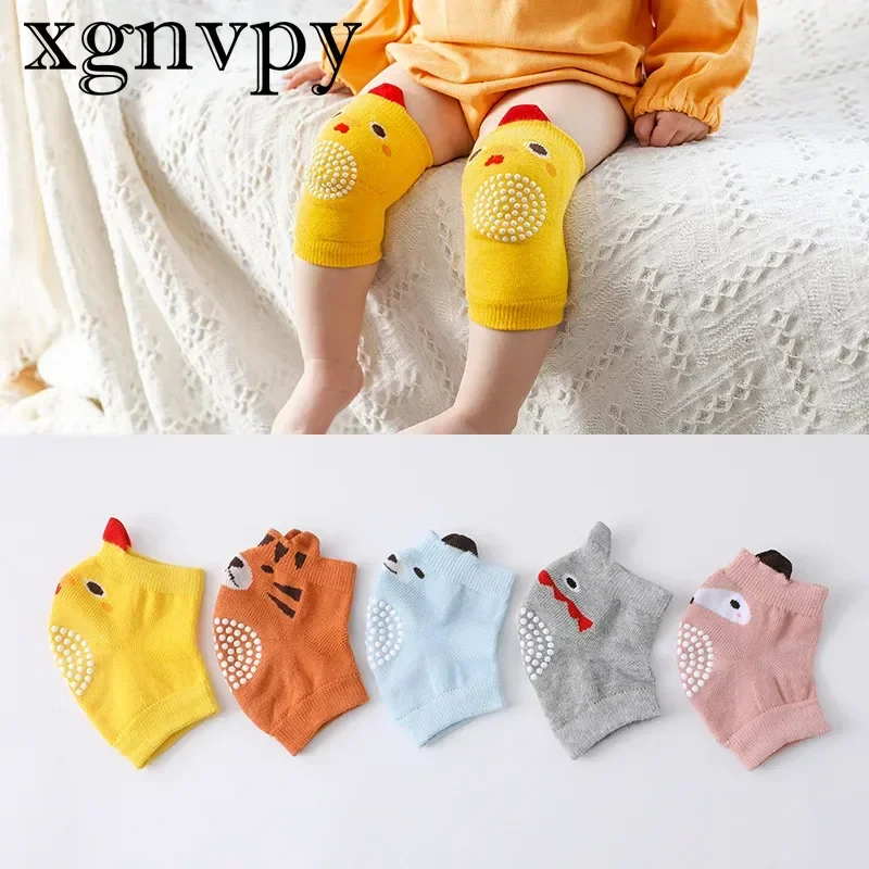 

xgnvpy Children's Knee and Elbow Spring and Summer Wool Socks Point Anti-slip and Anti-fall Crawling Protective Gear