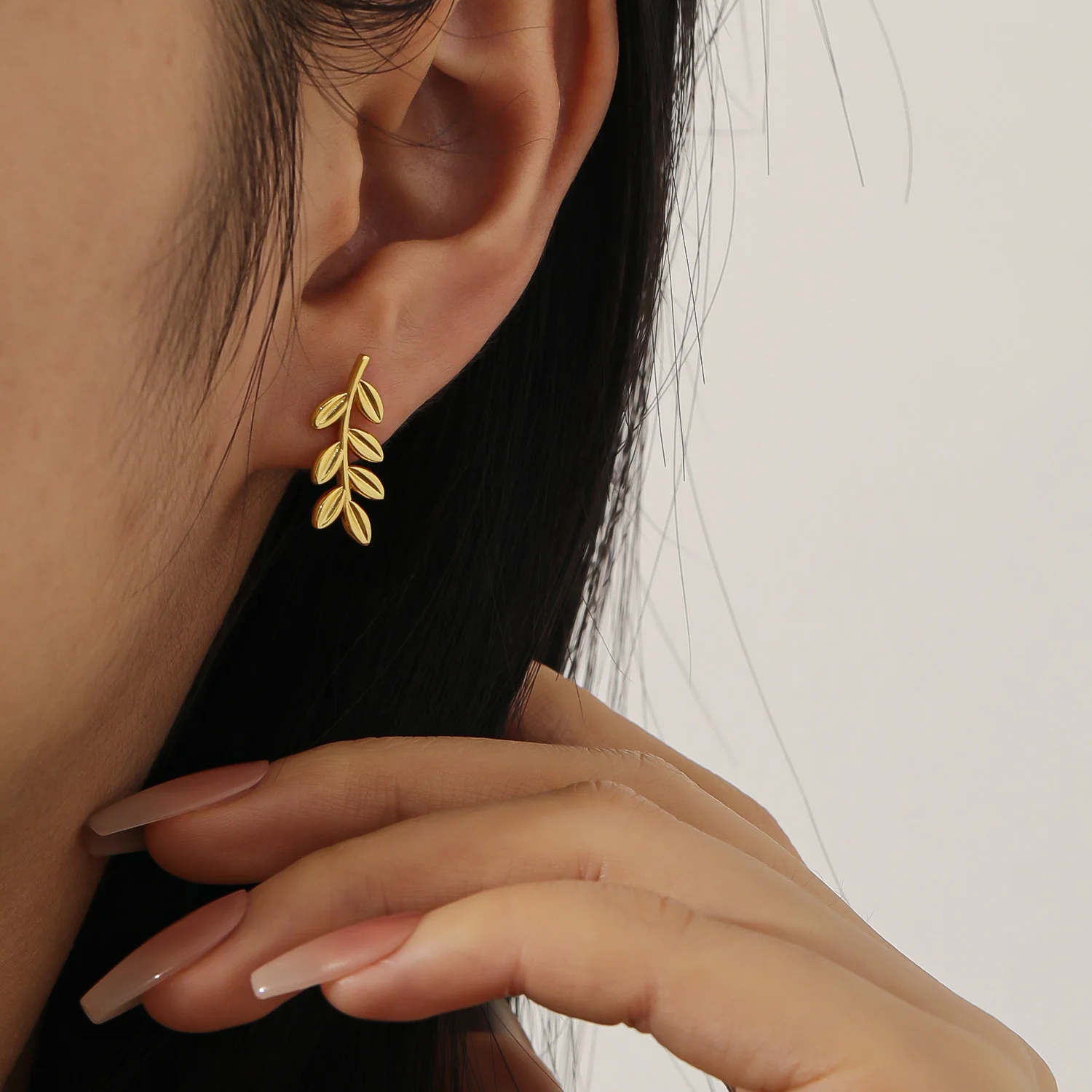 3D Gold Olive Leaf Earrings Jewelry for Women Pair of Leaf Earrings Support Dropshipping